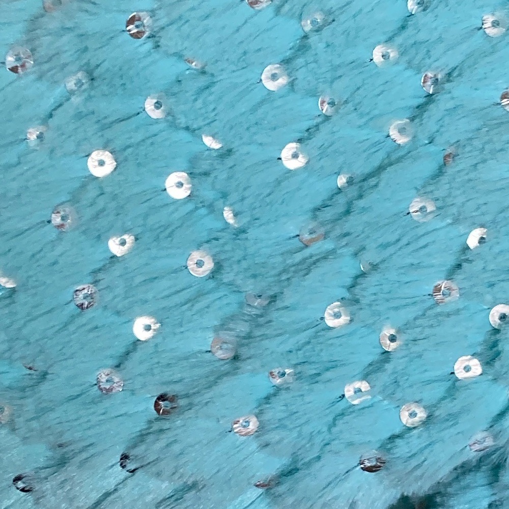 Betsey Johnson Light Blue/Aqua Faux Fur with Sequin Girls’ Cape Sz S(4-6 years) - Picture 3 of 10